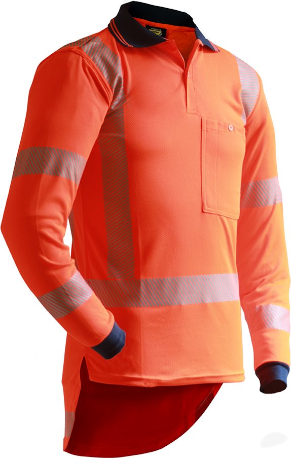 TTMC L/S Segmented Tape Microfibre Polo